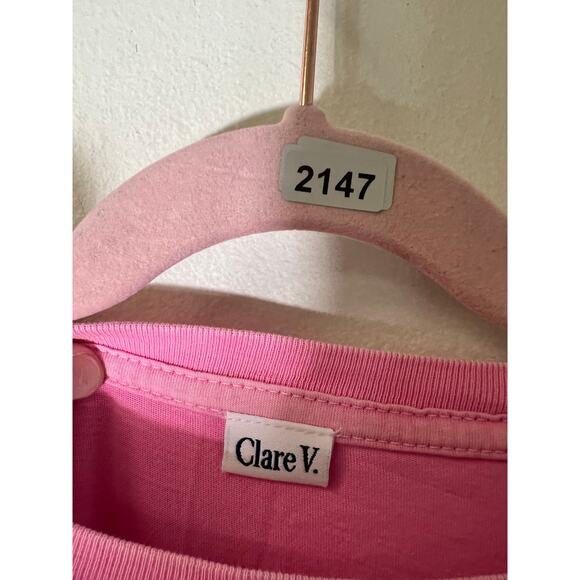 Clare V. Pink Ciao Short Sleeve Tee Shirt Sz M - Picture 5 of 5
